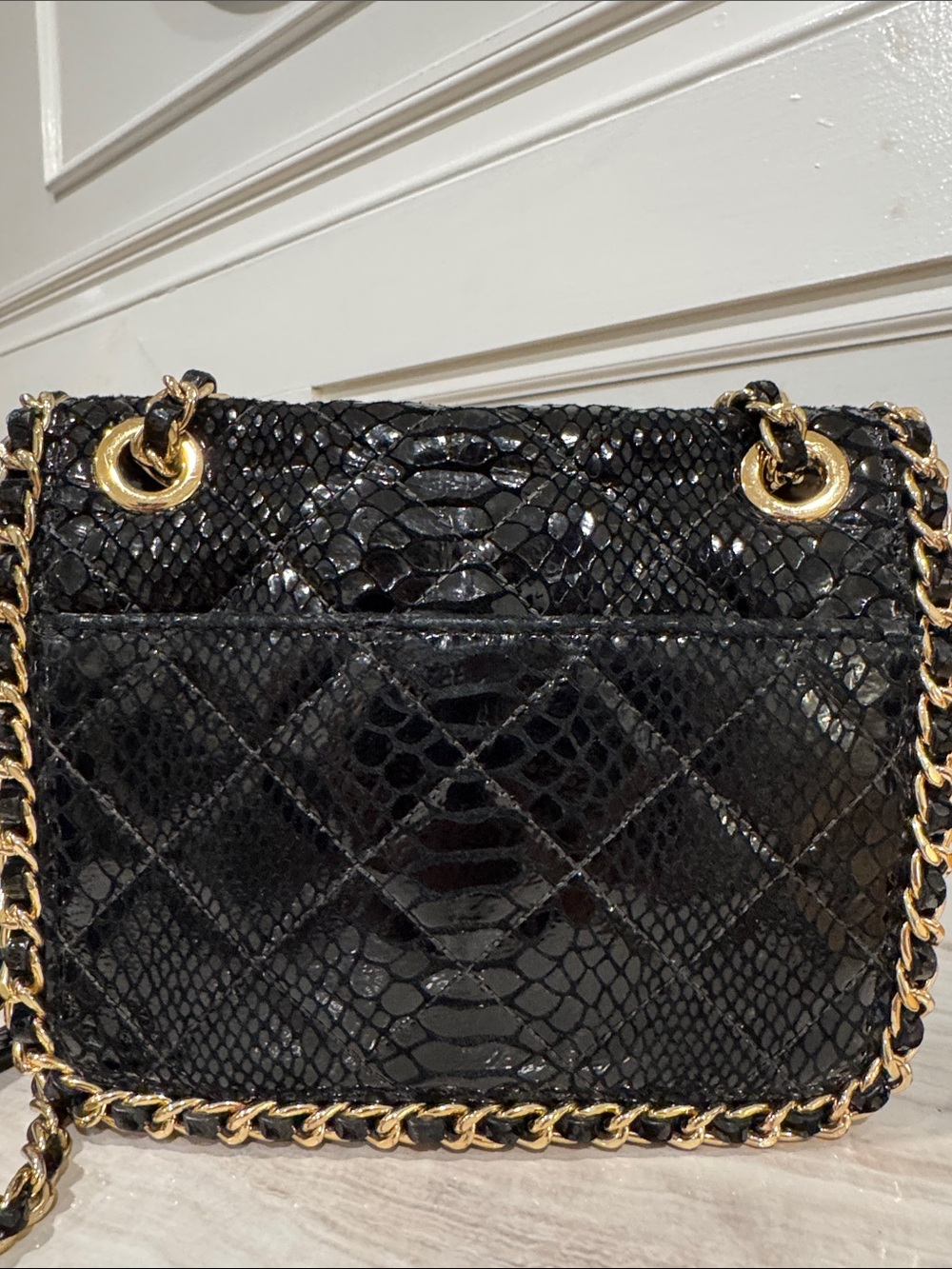Michael Kors Bag Sloan Python Embossed Black Leather Convertible Crossbody - Picture 8 of 17